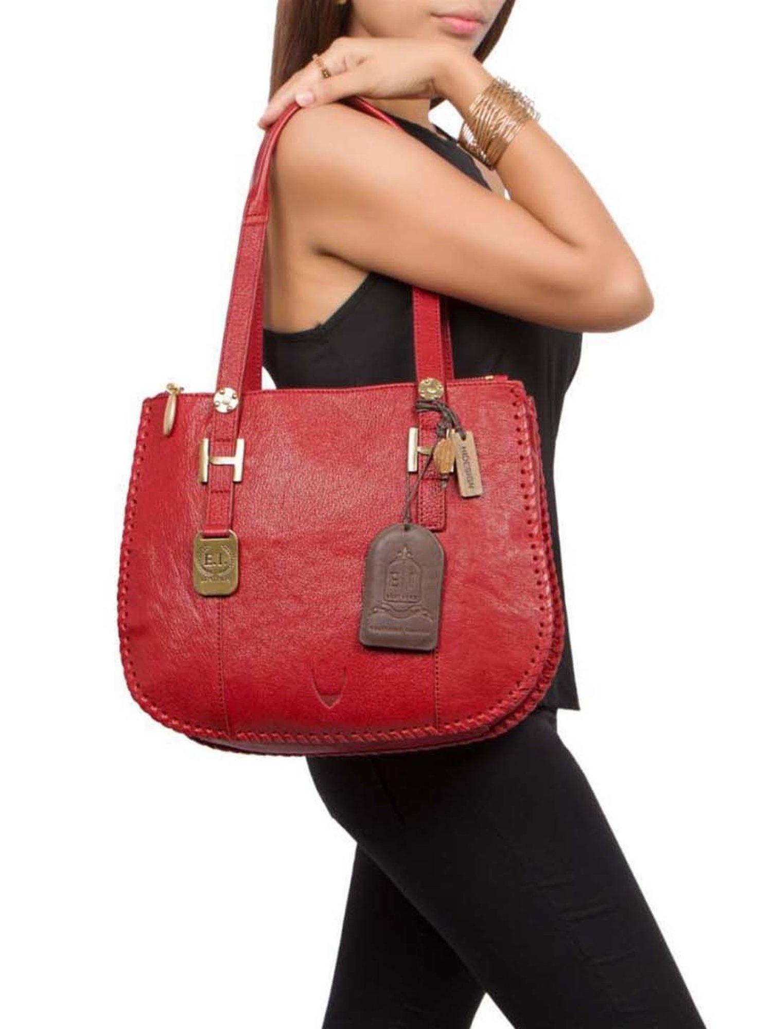 Hidesign Red Solid Medium Shoulder Bag