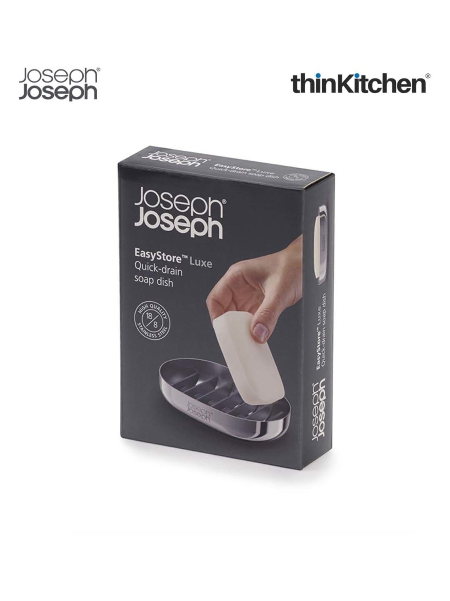 Joseph Joseph Silver Stainless Easystore Luxe Quick-Drain Soap Dish