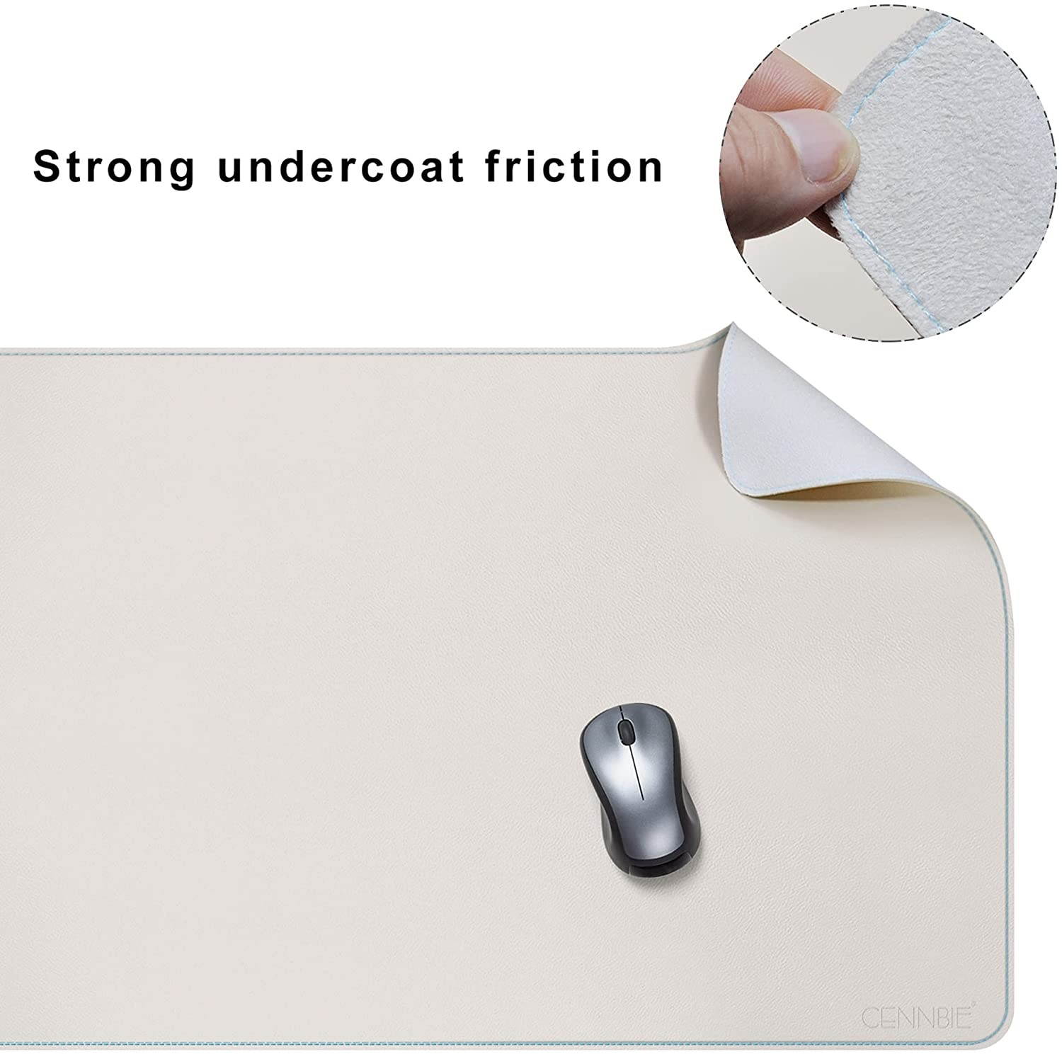 Desk Mat Pad Blotter Protector 59 x 23.6", Super Large PU Leather Desk Mat Laptop Keyboard Mouse Pad with Comfortable Writing Surface Waterproof (Off-White)