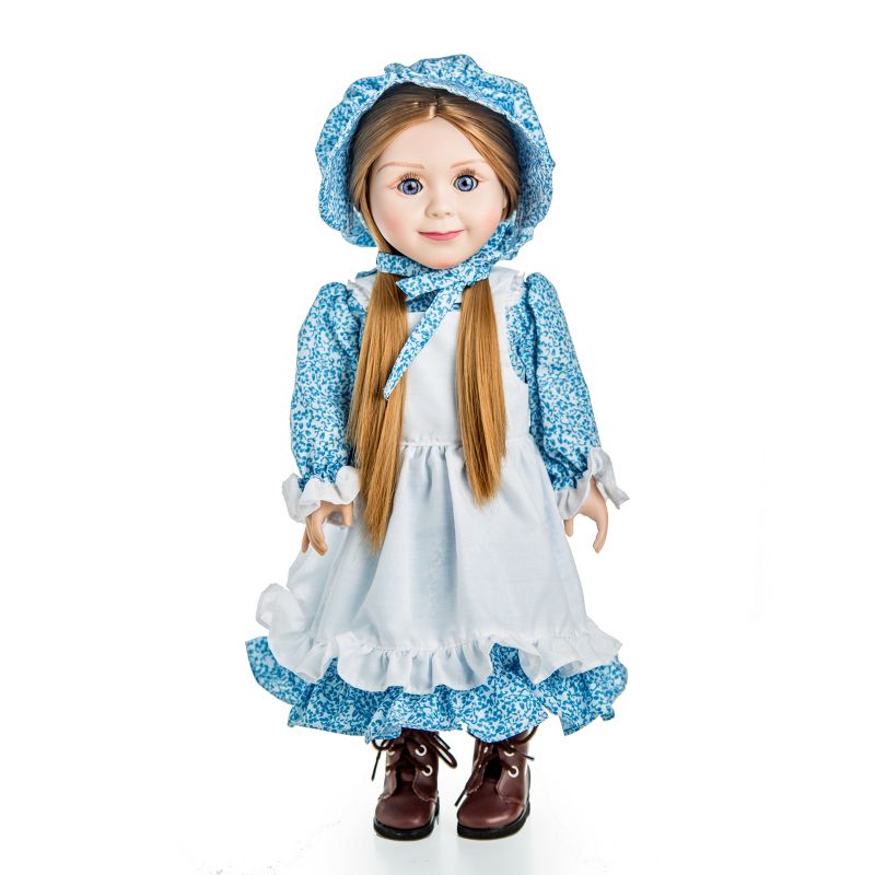 Little House Blue Calico Dress, Bonnet, Apron, Pantaloons Fits 18" Dolls