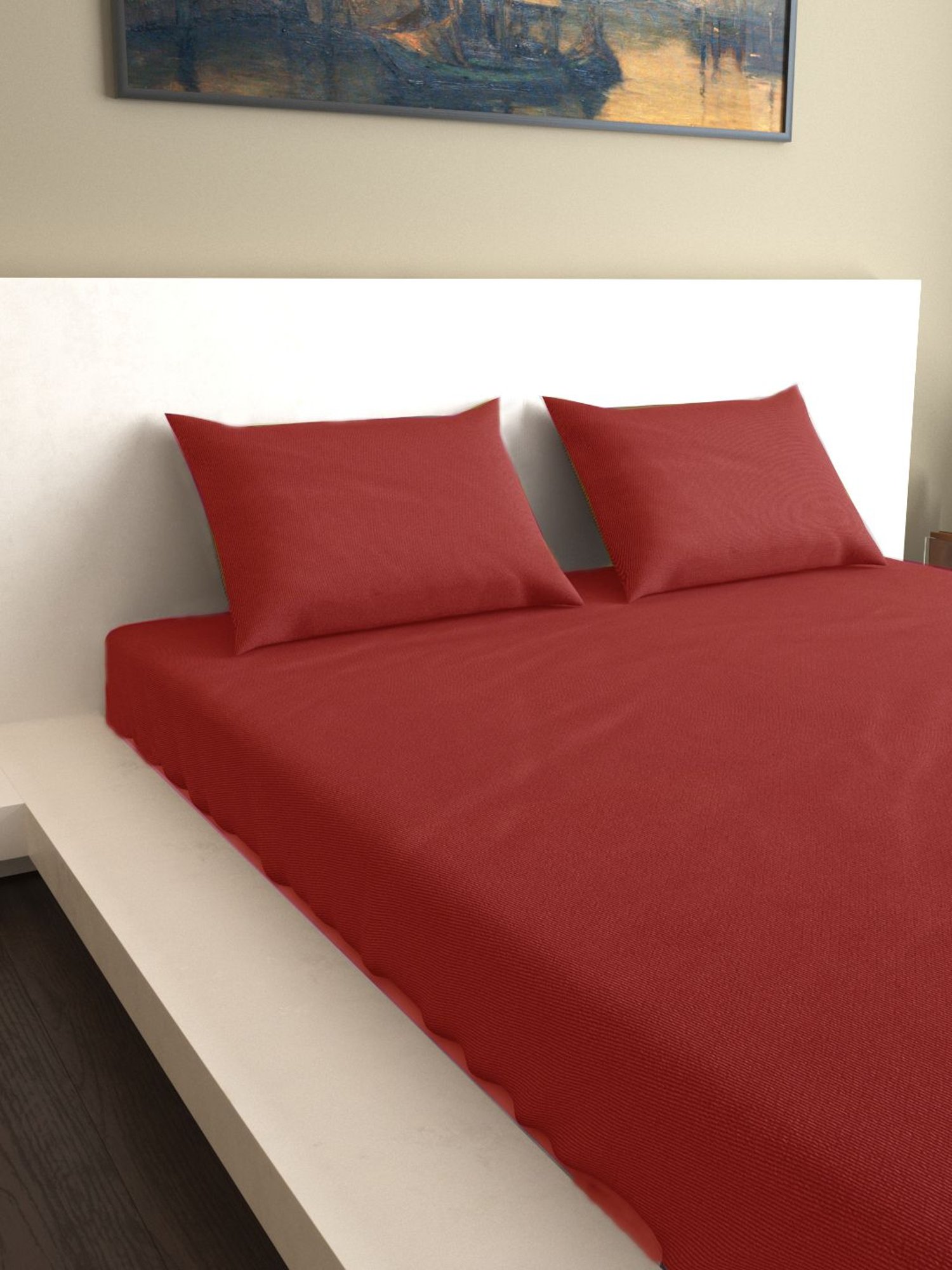 Mark Home Classic Sateen Maroon Cotton 200 TC Bed Sheet Set