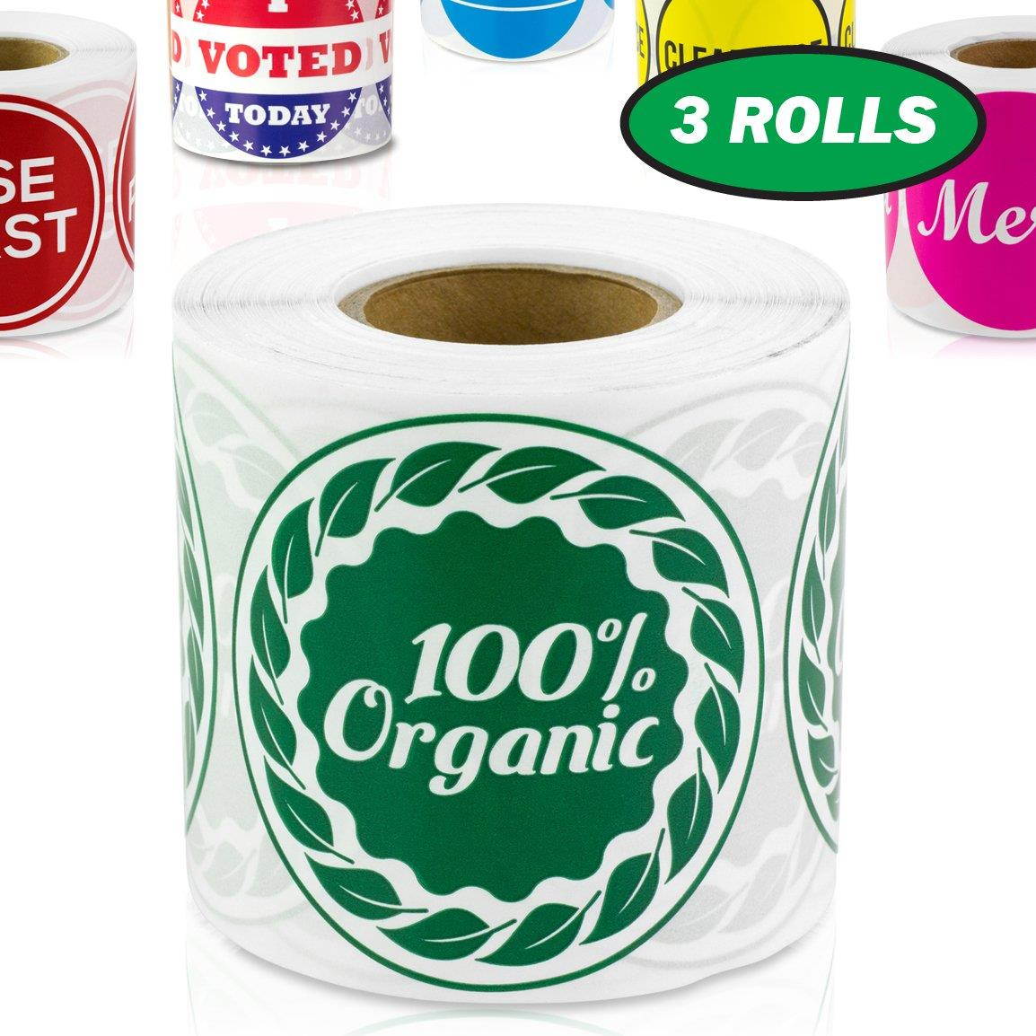 100% Organic 2 inch Round Labels Stickers Food Farm Farmers Market Fruit Stand 900 Labels