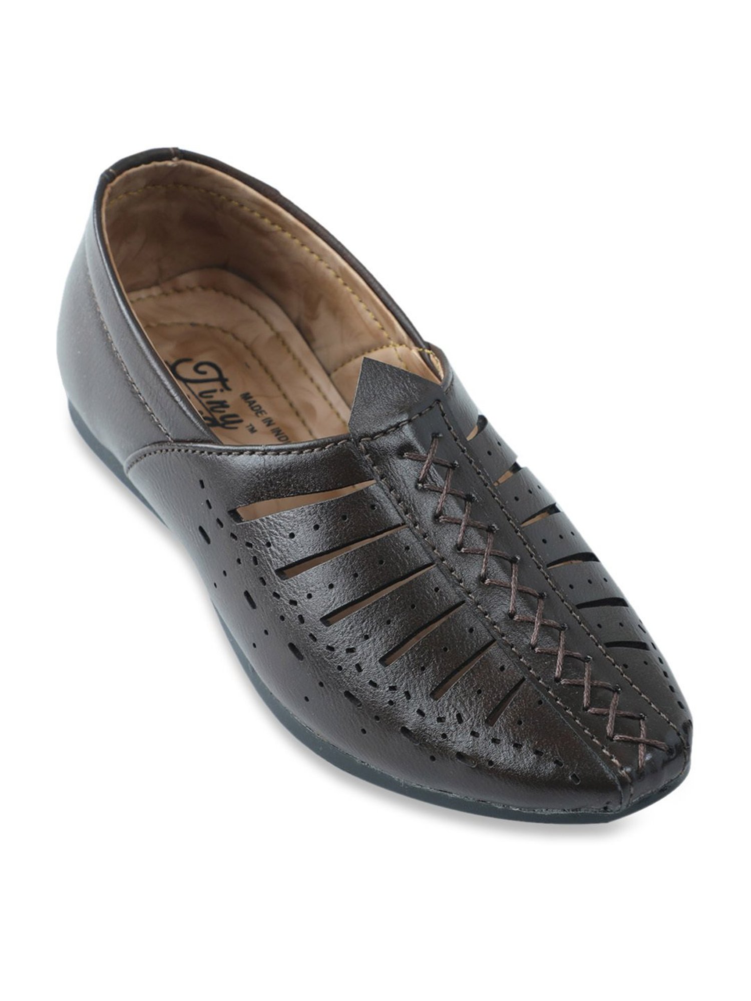 Tiny Bugs Kids Brown Mojri Shoes