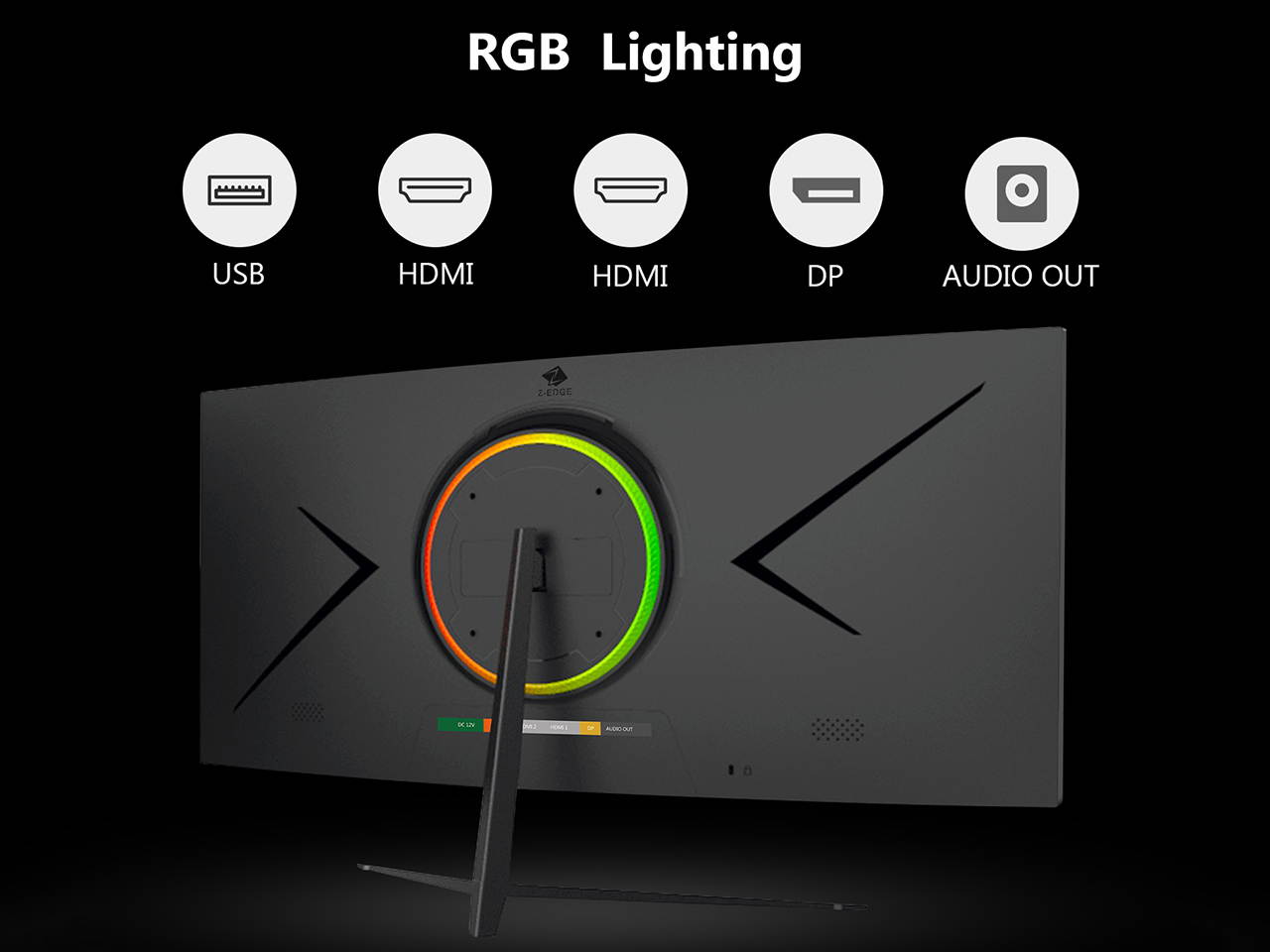 Z-EDGE UG30 30" 21:9 Ultrawide WFHD 2560x1080 200Hz 1ms1500R Curved Gaming Monitor, FreeSync, HDR10, HDMI x2, DisplayPort, USB, Built-in Speakers