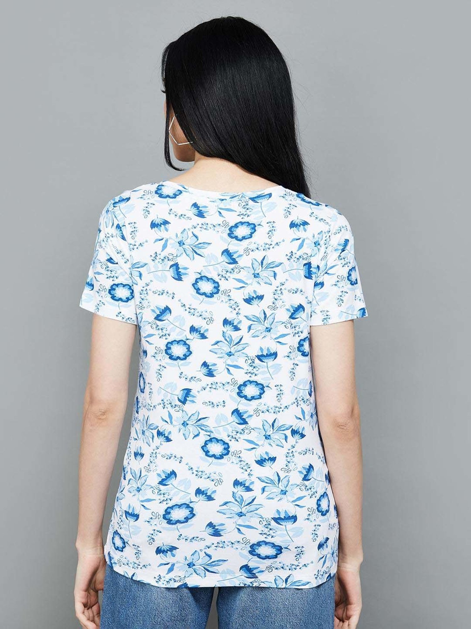 Colour Me by Melange Blue Printed T-Shirt