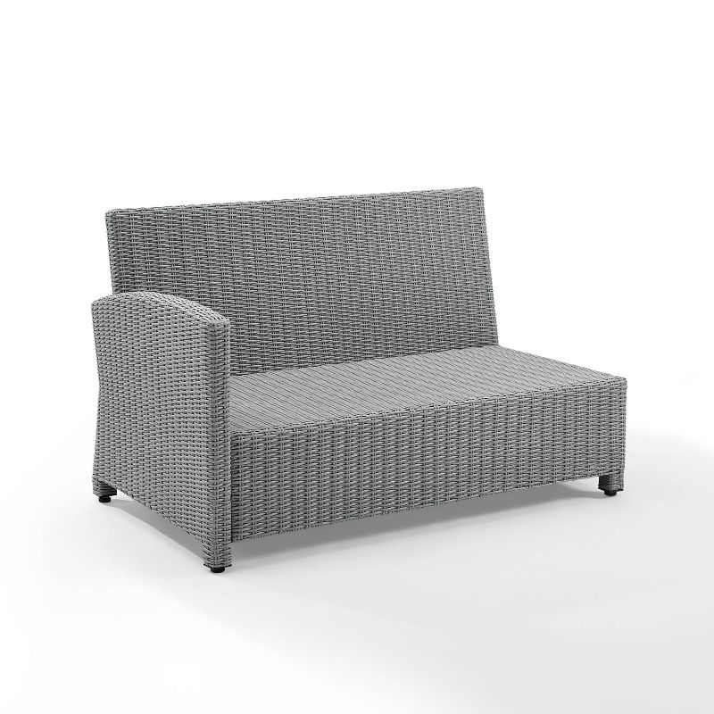 Bradenton Outdoor Wicker Sectional Left Corner Loveseat - Gray - Crosley