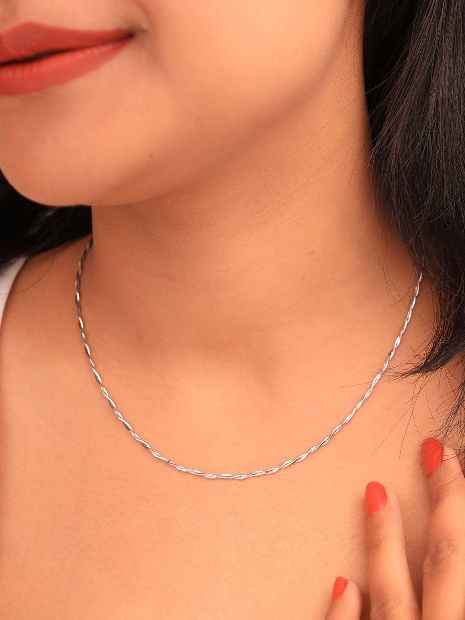 Silberry 92.5 Sterling Silver Twisted Chain for Women