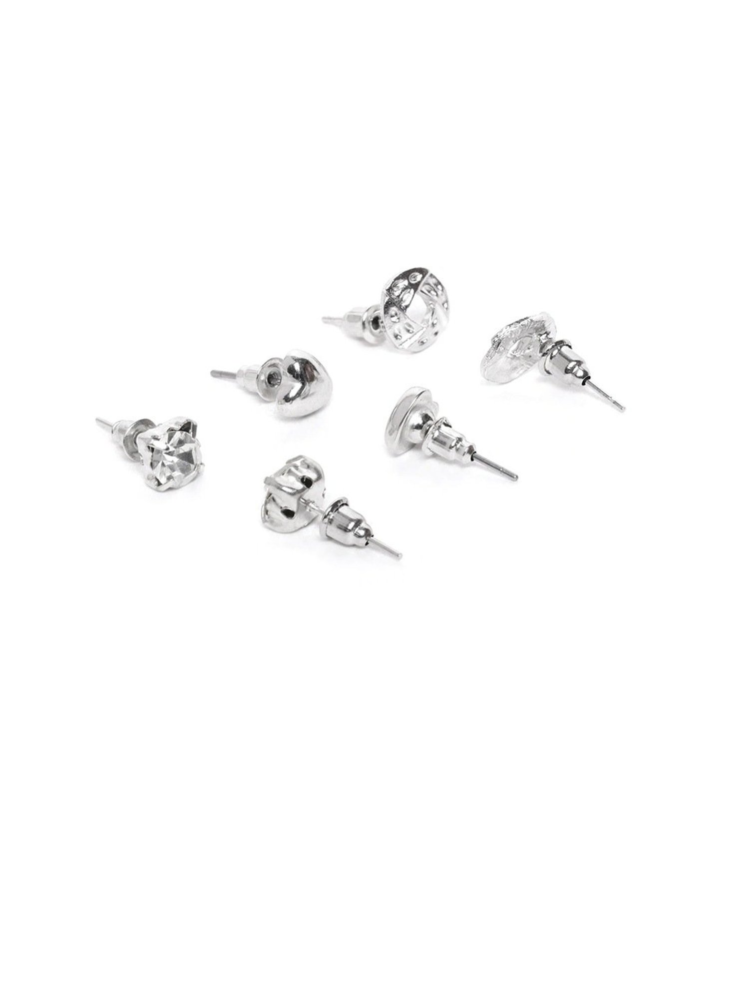 YouBella Mixed Metal Finish White Stud Earrings for Women - Set of 24