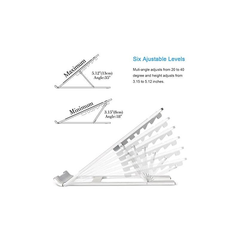 Laptop StandVentilated Portable Ergonomic Notebook Riser for DeskMultiAngle Portable AntiSlip Mount for MacBook Surface Laptop Notebook 1017 Tablet Silver+Mouse Mat