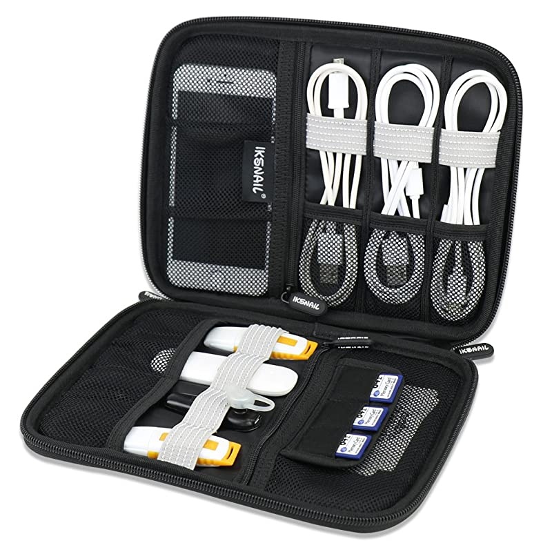 Universal Cable Organizer Bag  Small Electronics Accessories Cases Travel Carrying Pouch for USB Cables Earphone Charger Phone Charging Cords Blue