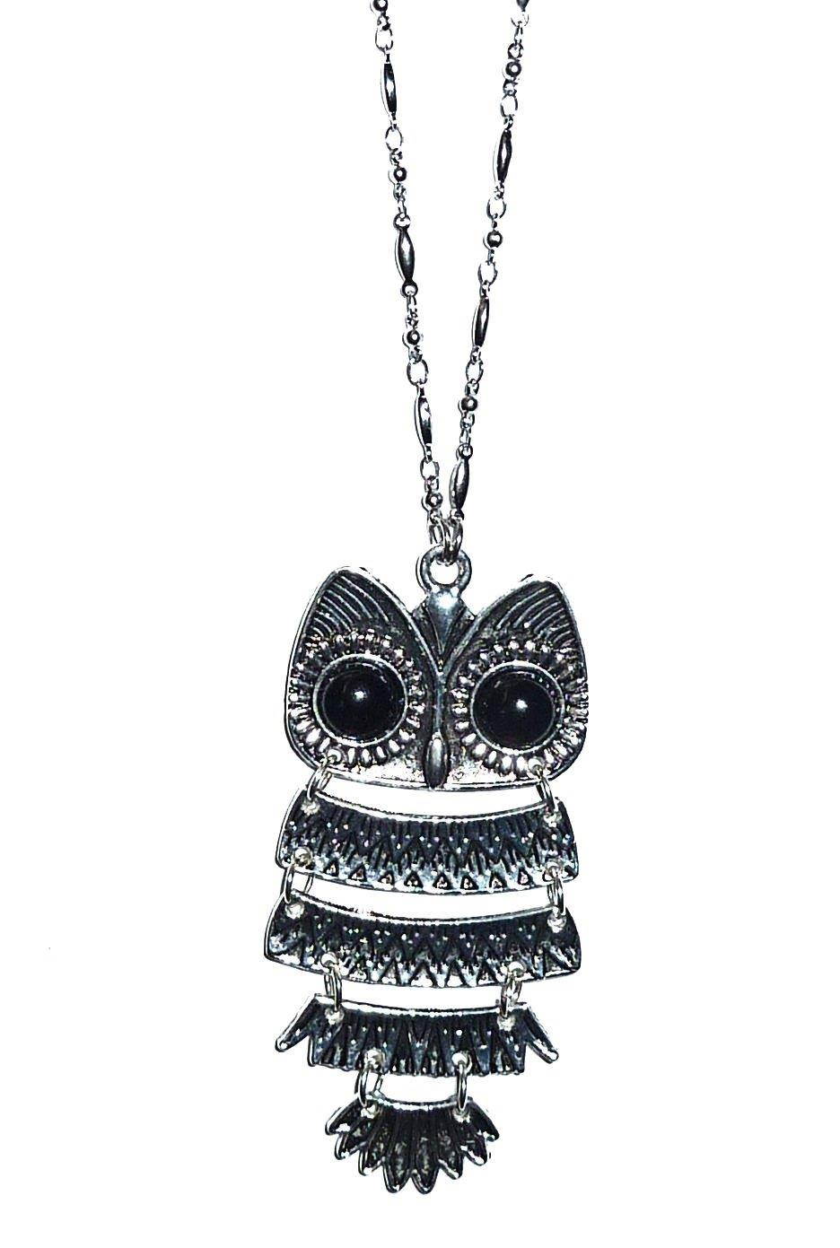 Owl Lanyard and Necklace 34" long, Women's Fashion Chain Lanyard, For Keys, Badge holder. (Silver - Magnetic Breakaway Clasp)