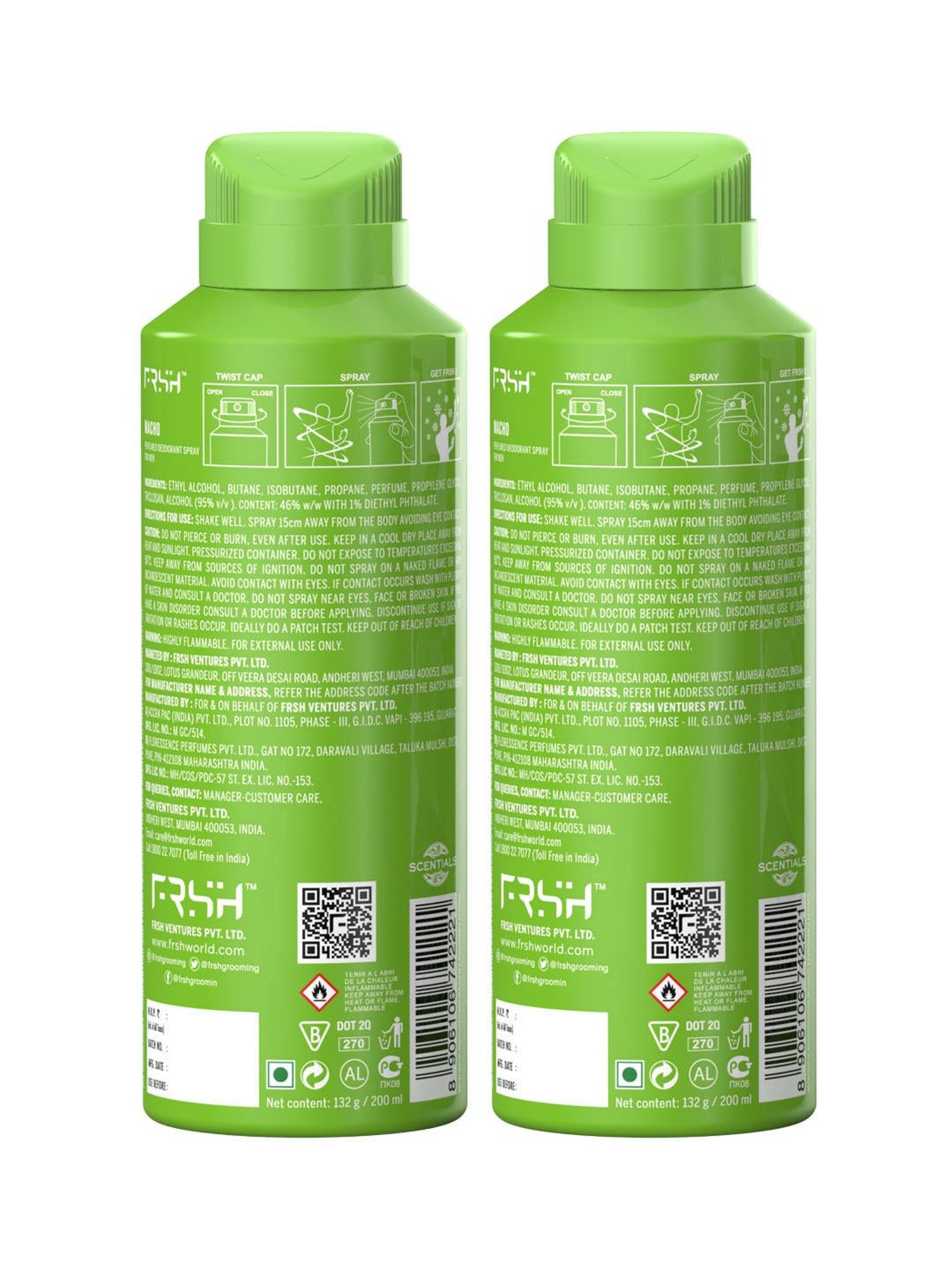 FRSH Dedorant Body Spray Macho - Pack of 2