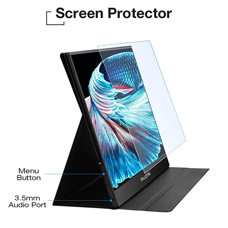 Portable Monitor -  15.6" Ultra Slim Portable Computer Monitor, FHD IPS Panel & USB-C HDMI, 100% sRGB HDR Monitor, Eye Saver & Flicker Free for Desktop Laptop PC Smartphone Xbox PS4
