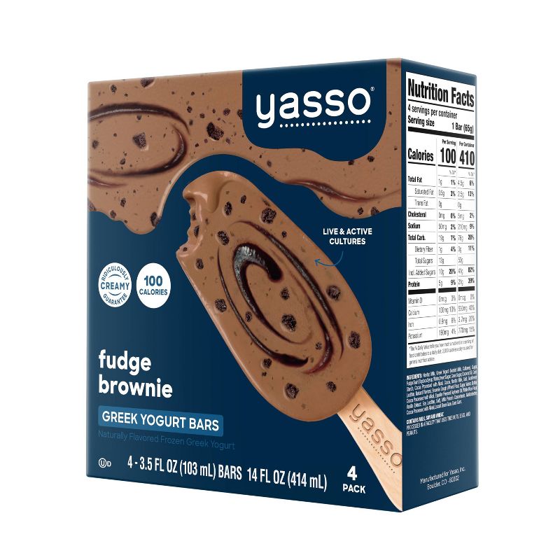 Yasso Frozen Greek Yogurt - Fudge Brownie Bars - 4ct