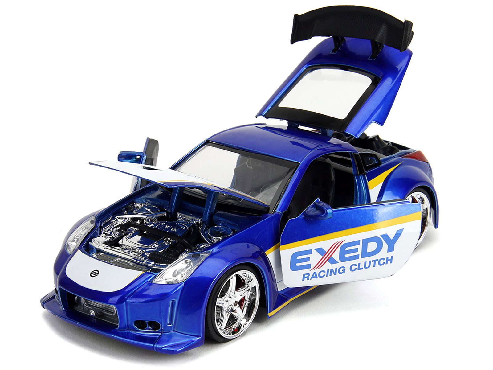 2003 Nissan 350Z "Exedy Racing Clutch" Candy Blue and White "JDM Tuners" Series 1/24 Diecast Model Car by Jada
