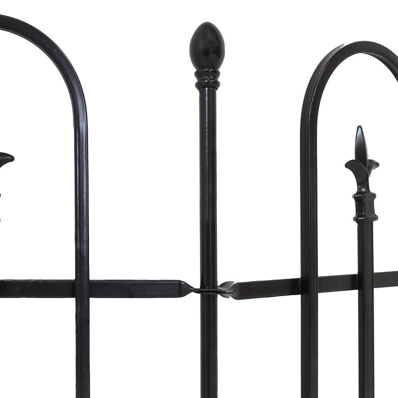 Sunnydaze Outdoor Lawn and Garden Metal Strasbourg Style Decorative Border Fence Panel and Posts Set - 6' - Black - 5pc
