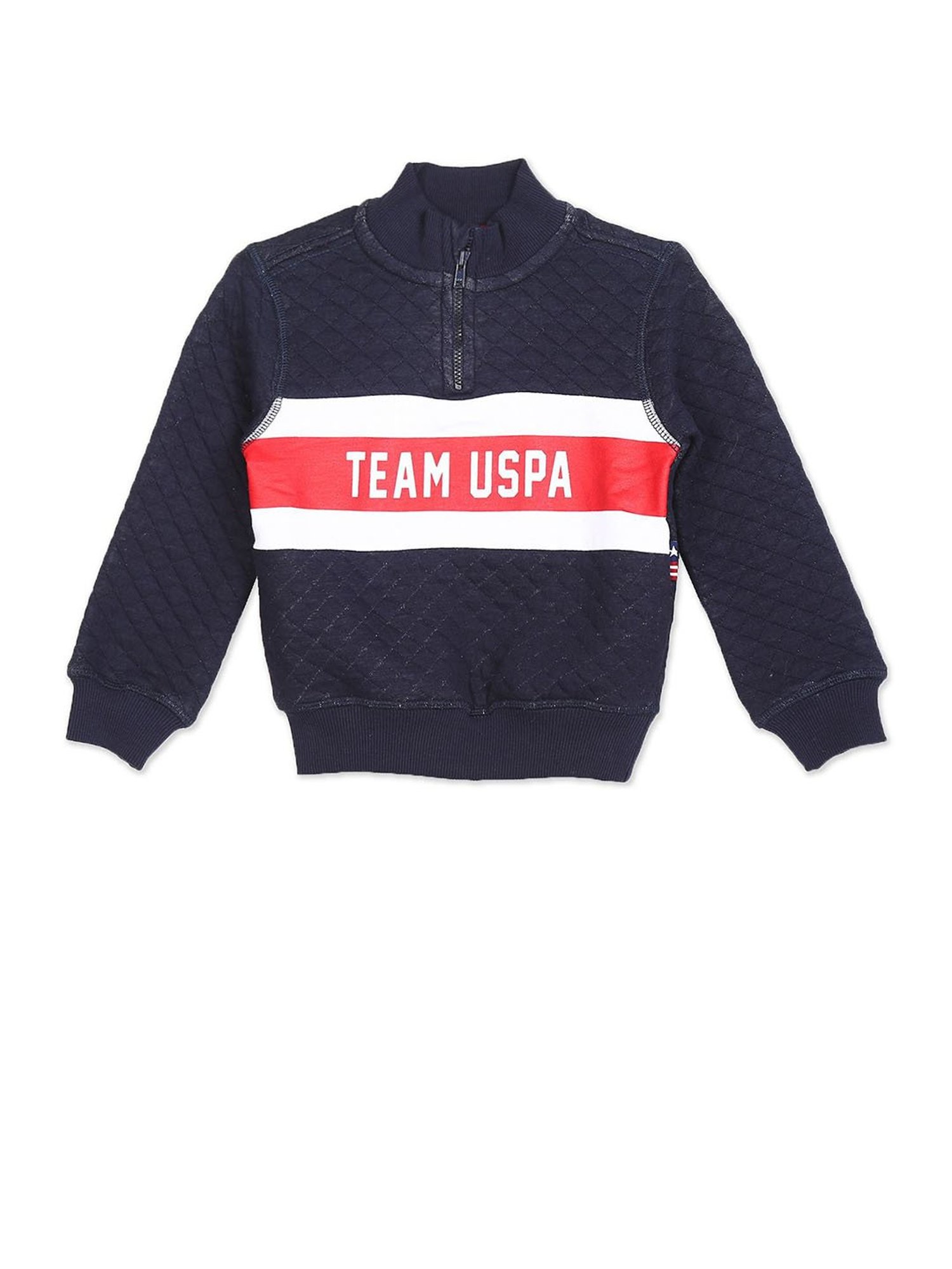 U.S. Polo Assn. Kids Navy Printed Full Sleeves Sweater