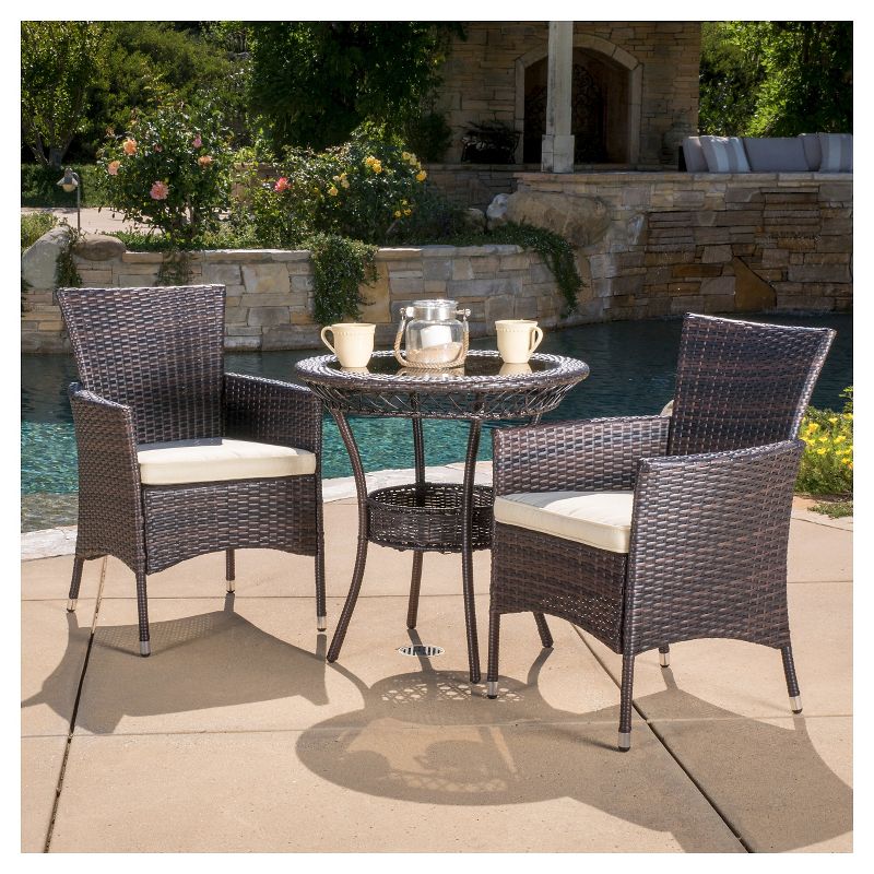 La Sola 3pc Metal Bistro Set - Black/Bronze - Christopher Knight Home