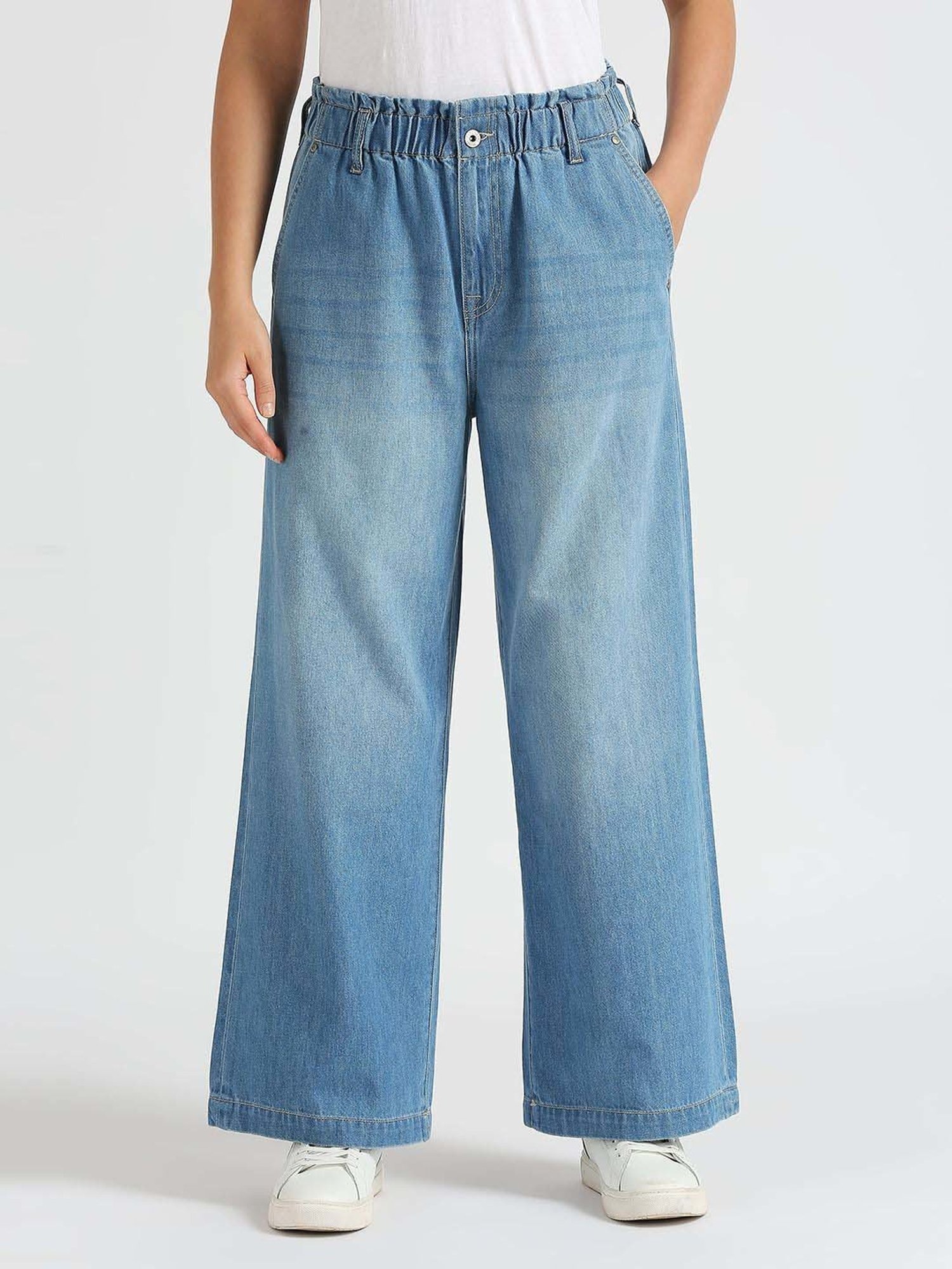 Pepe Jeans Blue Cotton High Rise Flared Jeans