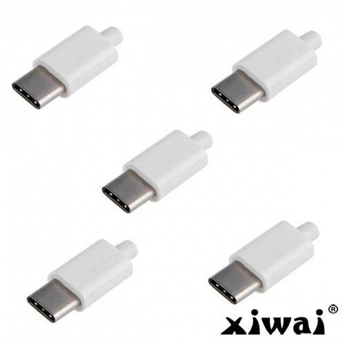 Xiwai 5set DIY 24pin Type C USB-C Male Plug Connector SMT type with 3.5mm SR and Housing Cover