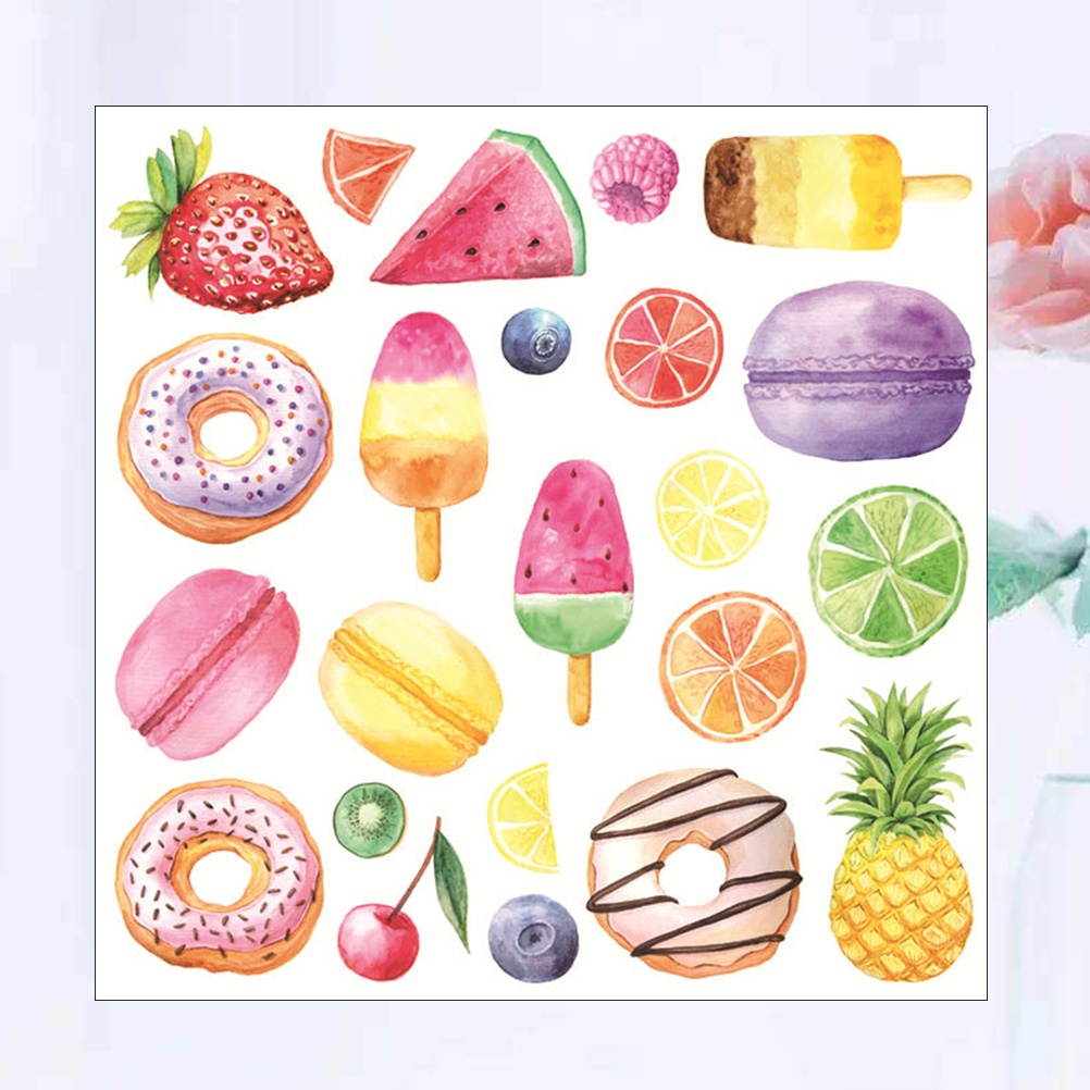 2pcs Food Pattern Wall Stickers Cake Shop Wall Paper Bedroom Wall Decals Wall Decoration for Kids Living Room Bedroom