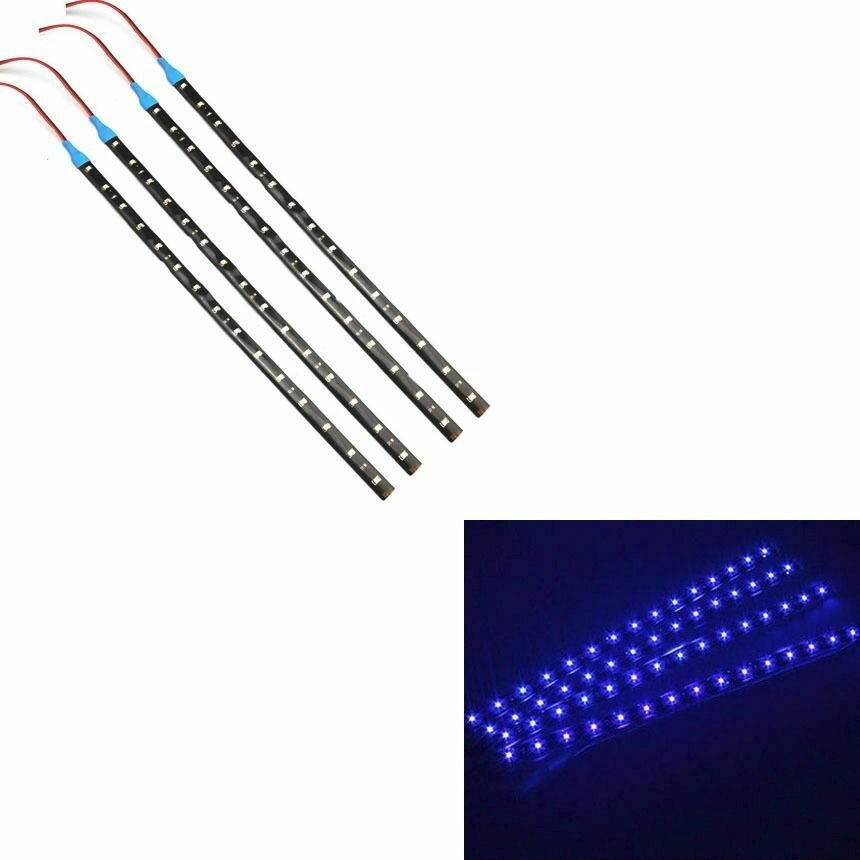 4 PCS 12V 12" 1FT 15SMD Flexible LED Strip Light Waterproof For Car Truck Boat
