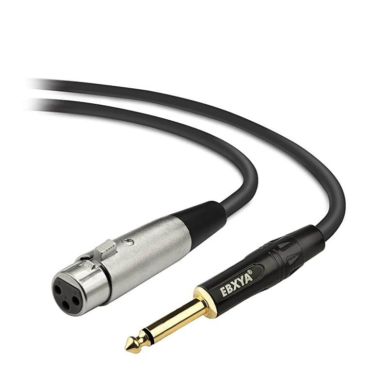 1/4" TS to XLR Female Cable 6 Ft 2 Packs- Microphone to Guitar Mono Unbalanced Cable