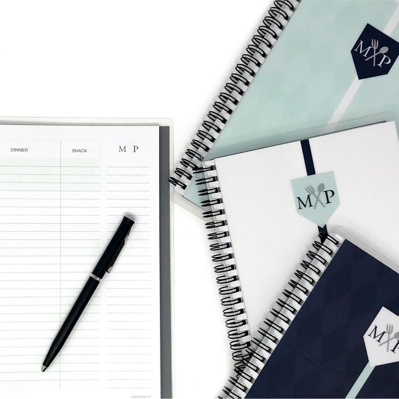 Undated Weekly Meal Planner 8.5"x5.5"& Sticky Pad Bundle Teal - Kahootie Co