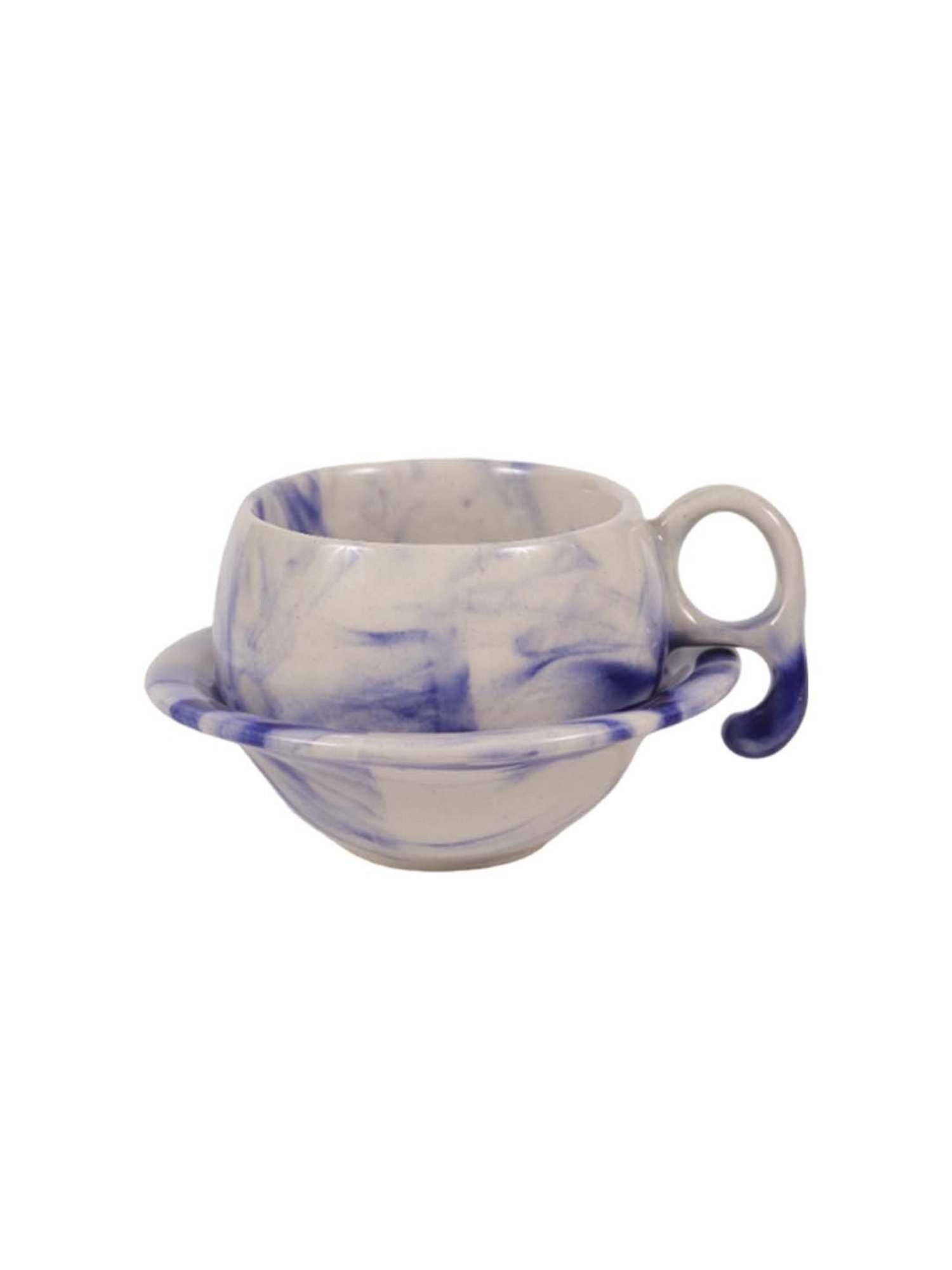 Unravel India Blue Shades Of Earth Chirag Ceramic 12Pc Cup & Saucer (0.15 L)