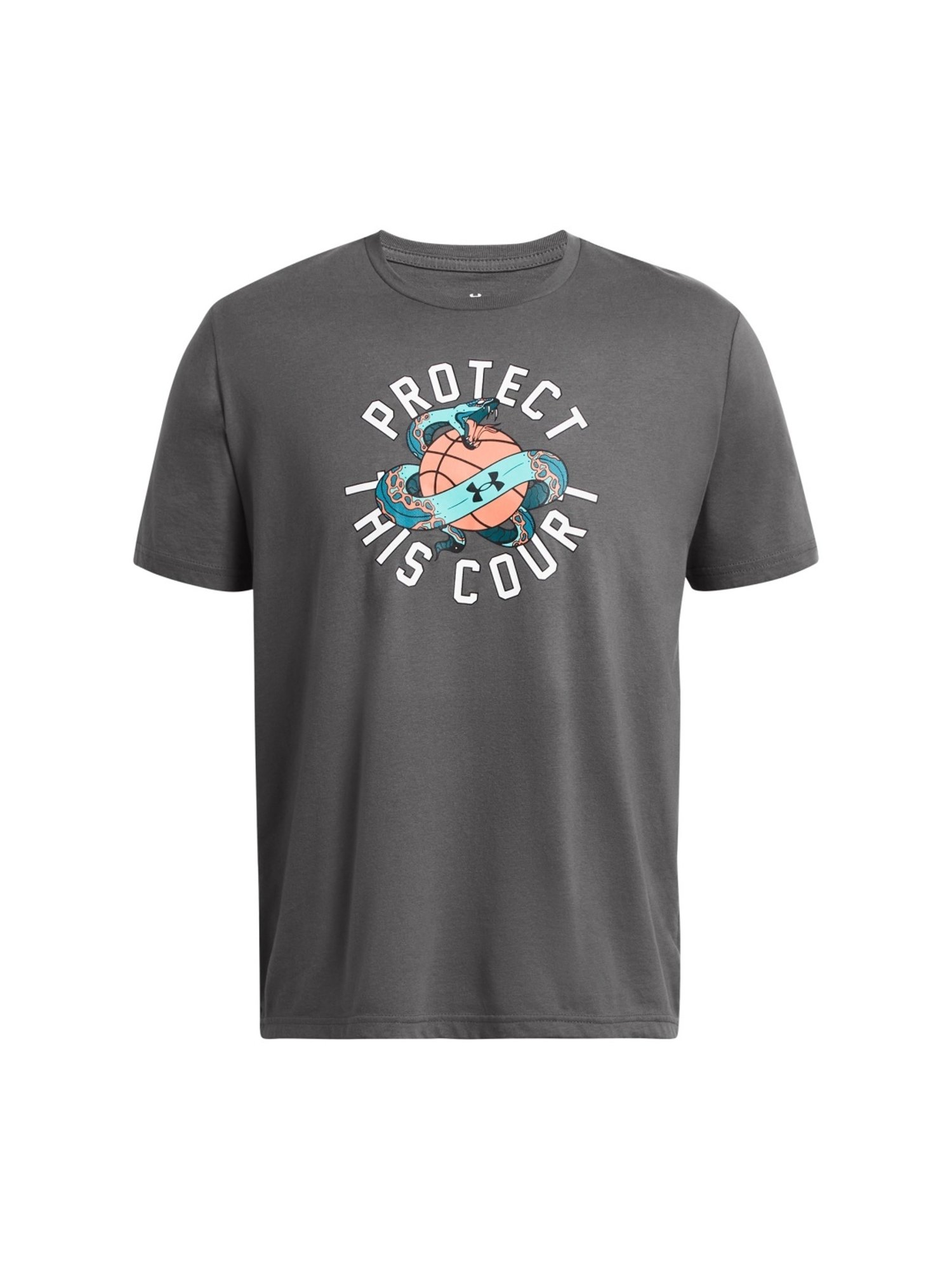 Under Armour Grey Cotton Slim Fit Printed T-Shirt