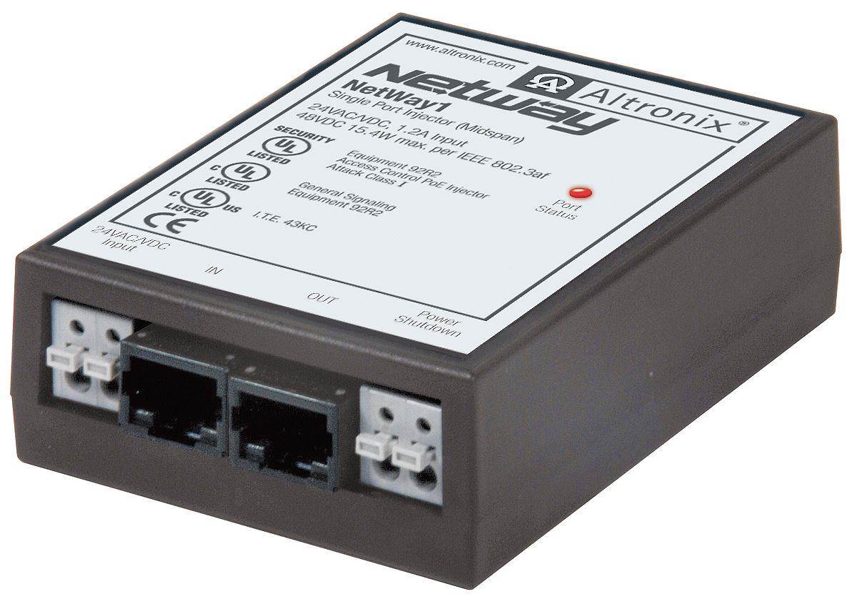 ALTRONIX NetWay1 Midspan Power Injector SING.PORT MIDSPAN POE INJECTOR 15.4W IEEE 802.3af