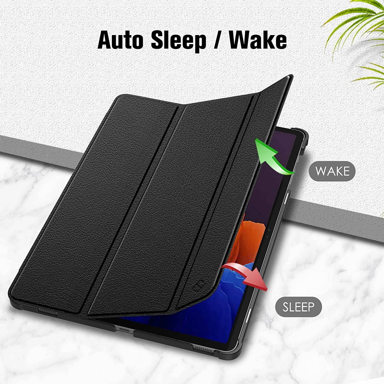 Fintie Slim Case for Samsung Galaxy Tab S7 Plus 12.4'' 2020 (Model SM-T970/T975/T976/T978) with S Pen Holder, Ultra Lightweight Tri-Fold Stand Cover with Auto Wake/Sleep, Black