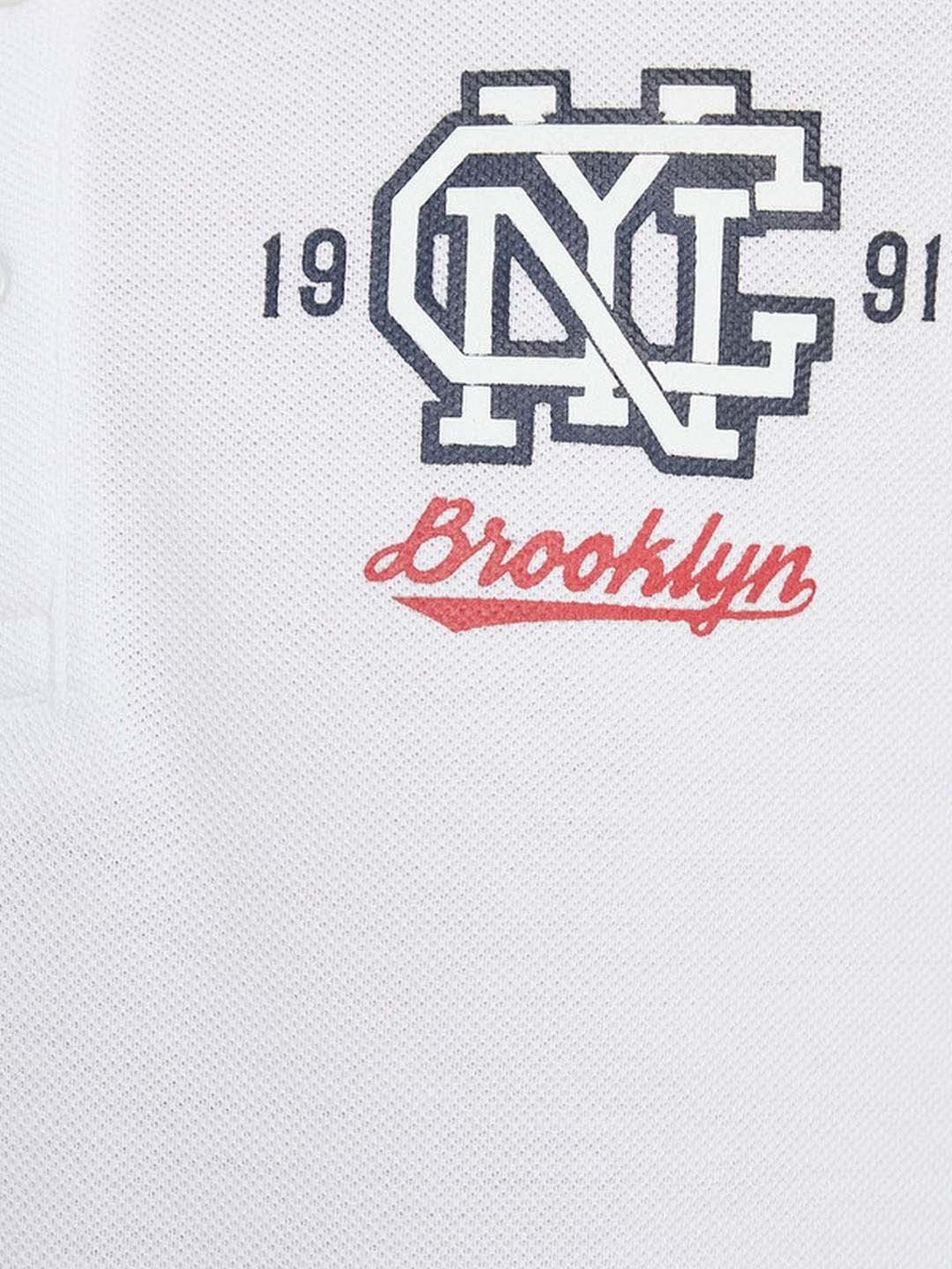 Octave Boys White Cotton Printed Full Sleeves Polo T-Shirt