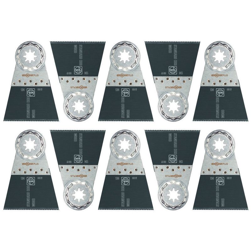 Fein 63502134290 E Cut Standard Wood, Drywall, & Plastic Oscillating Multitool Starlock 2 x 2.5 Inch Saw Blade Tool Set (10 Pack)