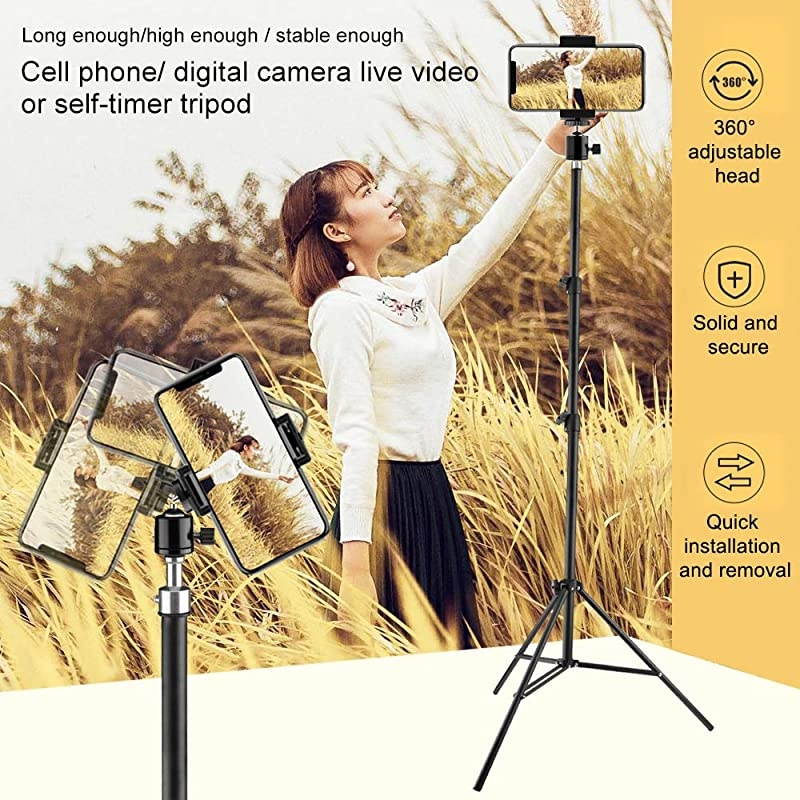 Tripod Tall, Extend to 82 Inch Tripod with Cell Holder, Tall Tripod for Cell s, Lightweight DSLRs, Digital Cameras and Action Cameras for Taking Photos and YouTube Videos (82")