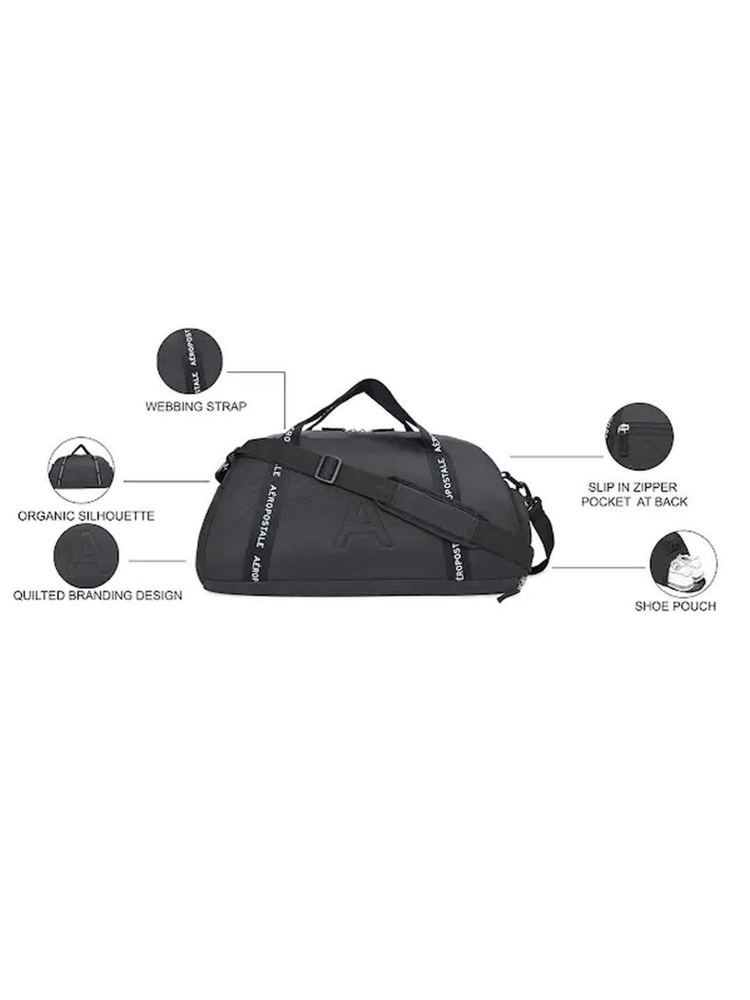 Aeropostale Byron Black Solid Duffle Bag