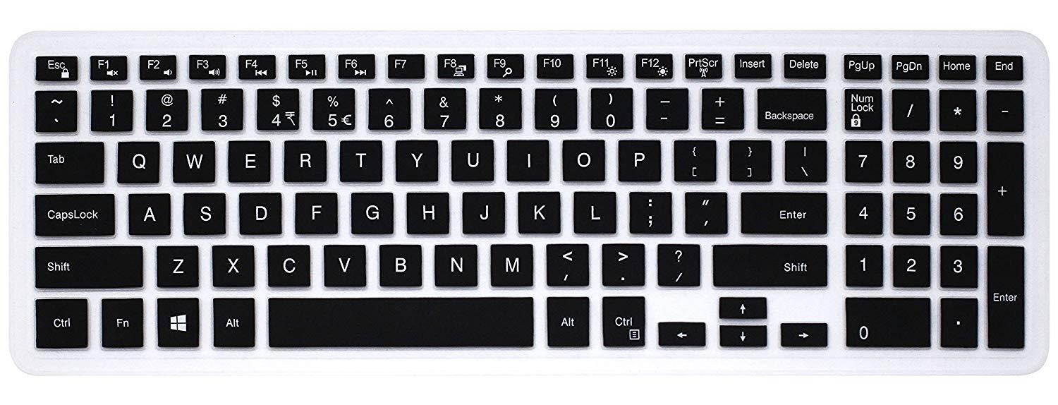 Elastic Silicone Keyboard Cover Skin for 15.6 inch Dell Inspiron 15 3000 & 5000 Series, 17.3 inch Dell Inspiron 17 5000 Series, Inspiron 15 i3541 i5566, Inspiron 17 i5749 Series Laptop (Black)