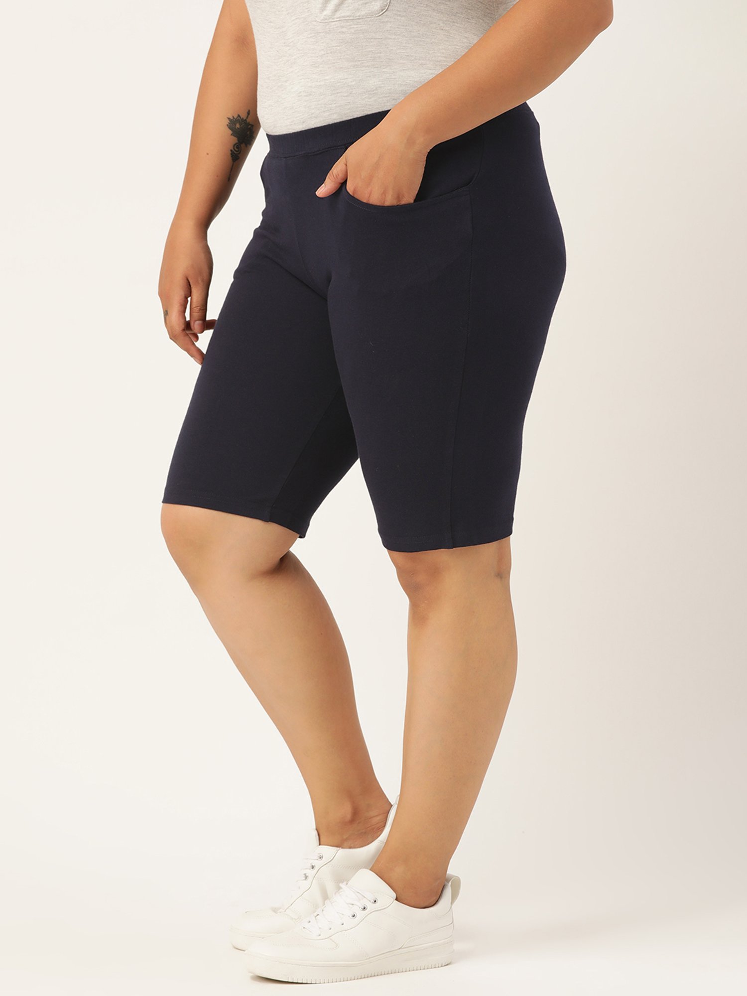 theRebelinme Navy Cotton Shorts