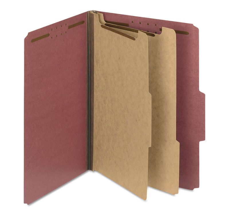 Smead Pressboard Classification Folder 2" Exp. Two Dividers Letter Red 10/Box 14024