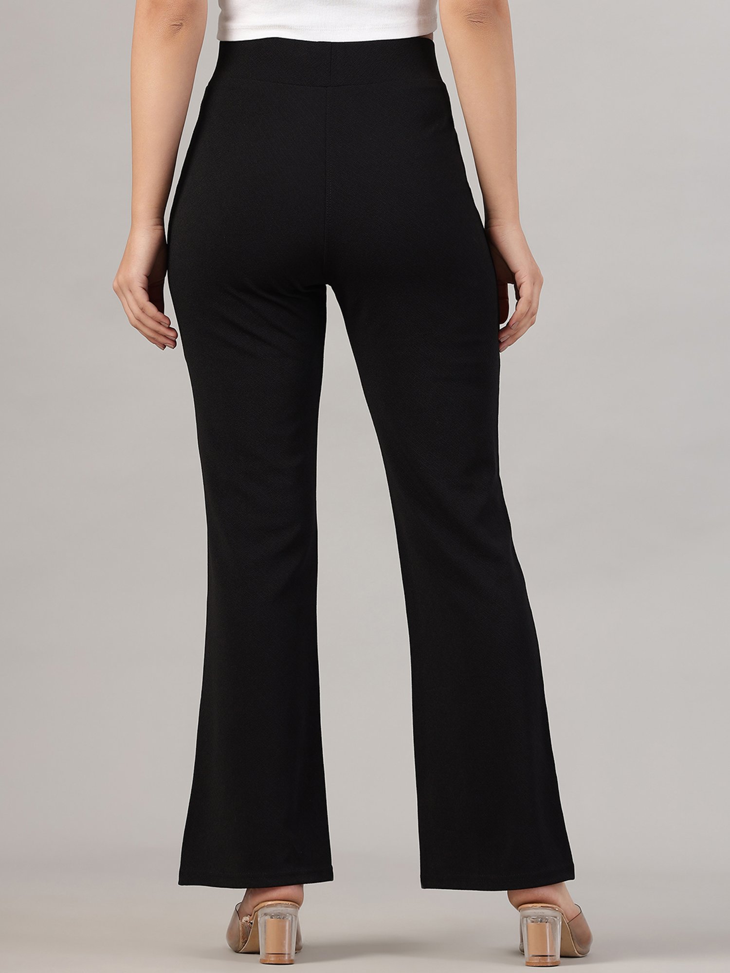 FITHUB Black Regular Fit High Rise Trousers