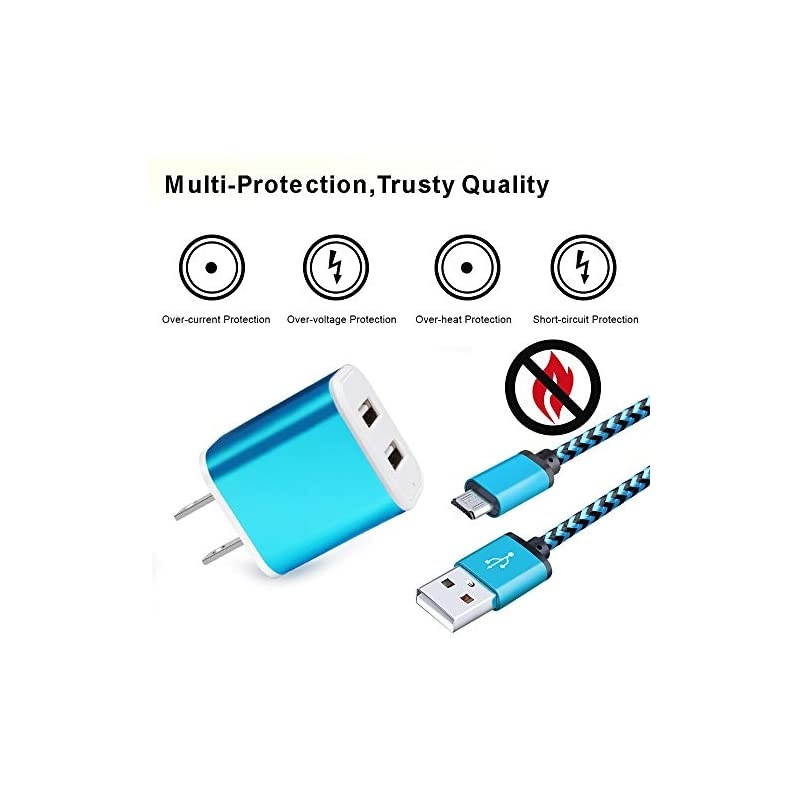 Android Charger with Wall Plug  21A Dual Port USB Wall Charger Brick Block Charger Cube Box with 2Pack 6ft Micro USB Cable Phone Charger Cord for Samsung Galaxy S7 S6 Edge J3 J7 LG Stylo 5 3
