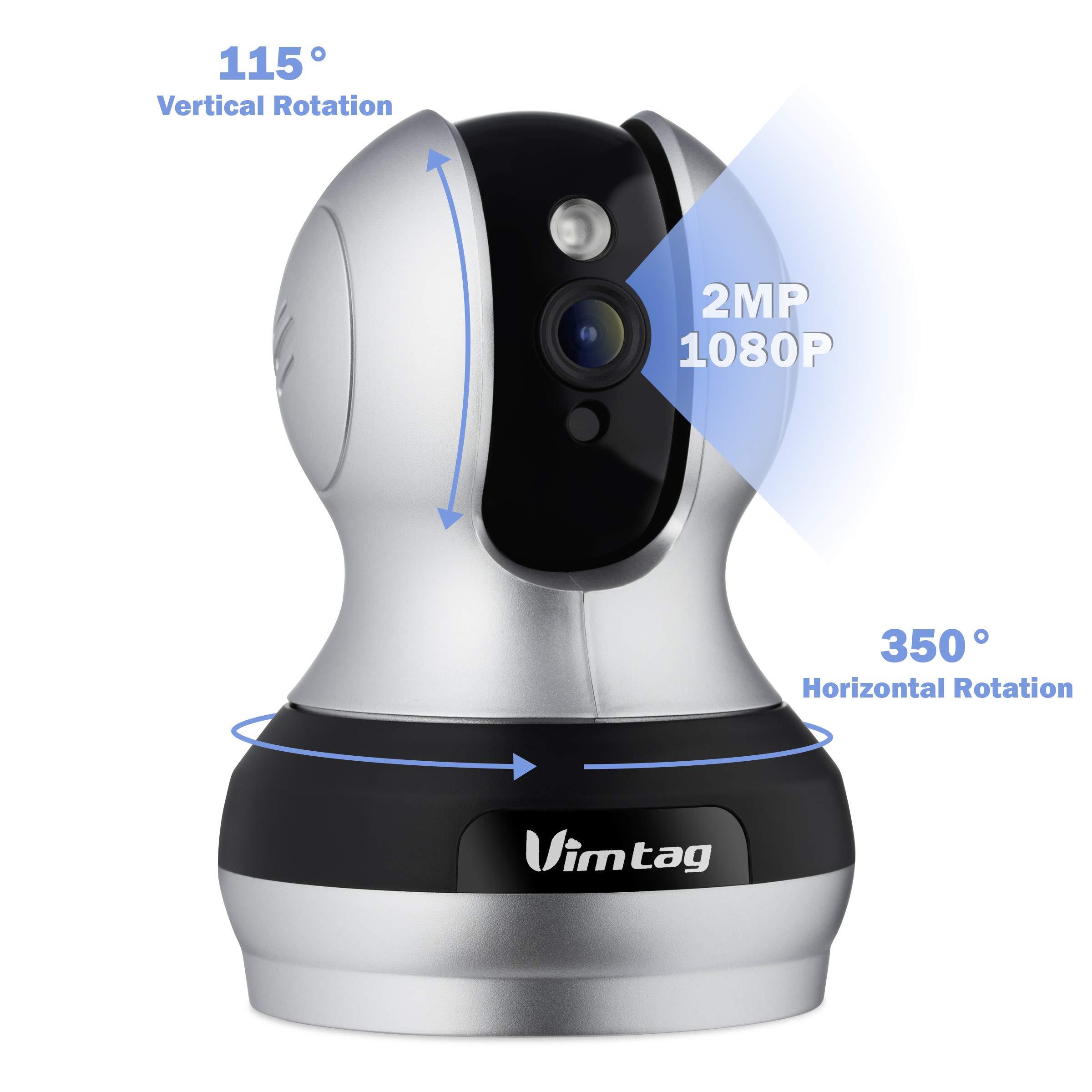Vimtag VT-361 Super HD WiFi Video Monitoring Surveillance Security Camera, Plug/Play, Pan/Tilt with Two-Way Audio & Night Vision