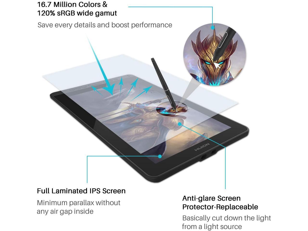 2020 HUION KAMVAS 13 Graphics Drawing Tablet with Full-Laminated Screen Android Support Battery-Free Sylus Tilt 8 Press Keys,13.3inch Pen Display,Black
