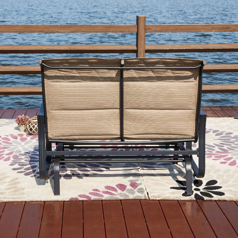 2pc Iron Patio Glider Bench Seating Set - Patio Festival