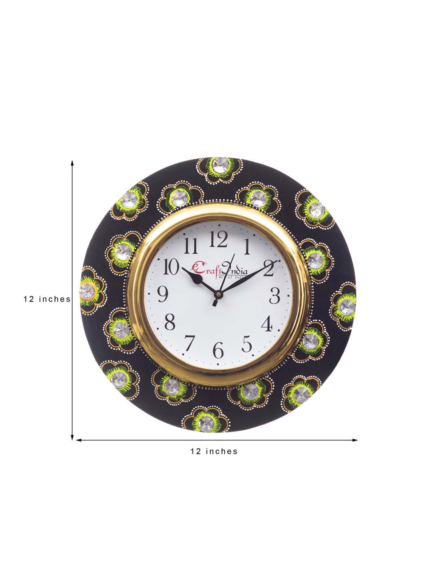 eCraftIndia Handcrafted Ethnic Design Papier Mache Wooden Wall Clock