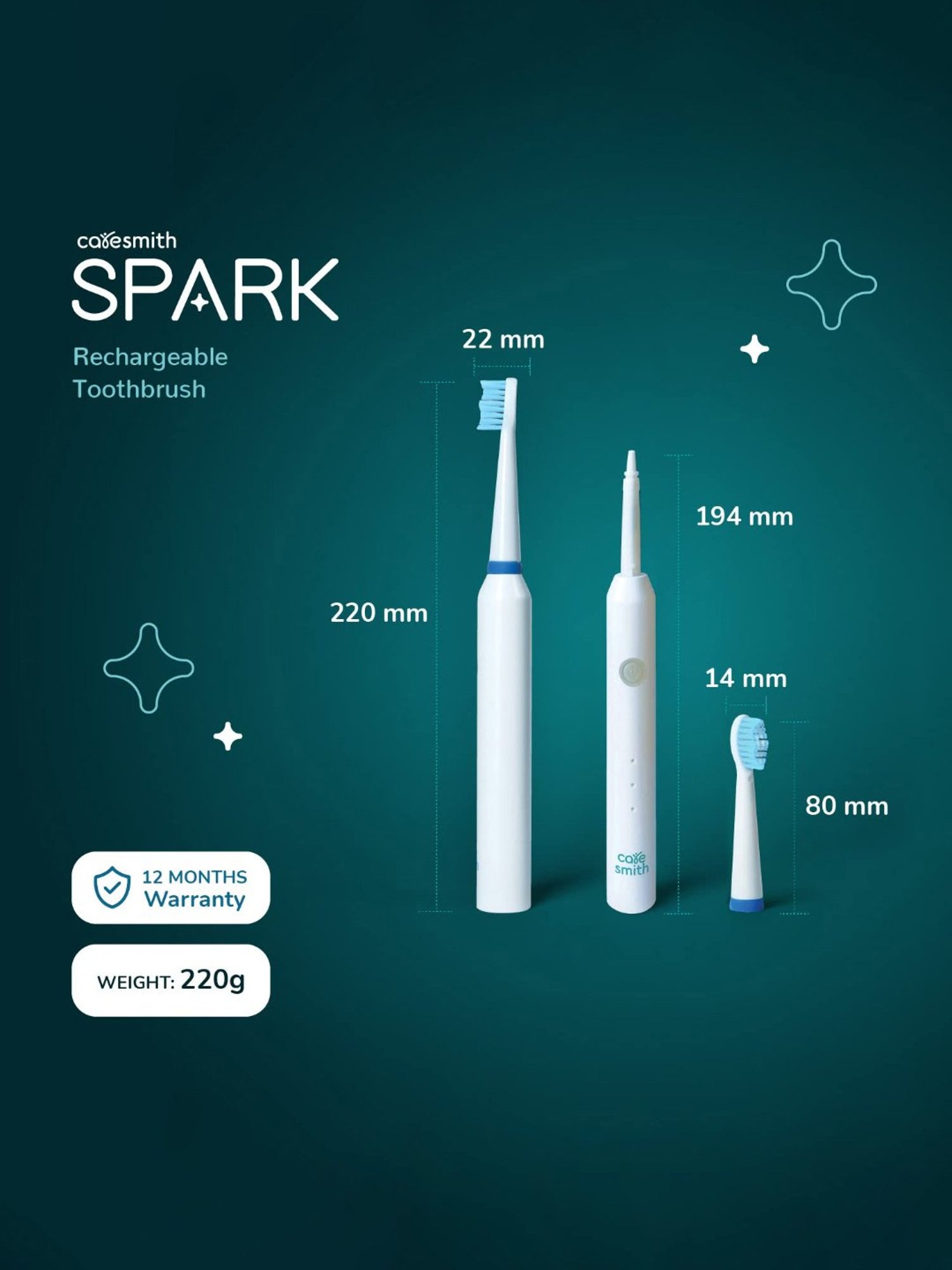 Caresmith SPARK CS009 Rechargeable Electric Toothbrush (White)