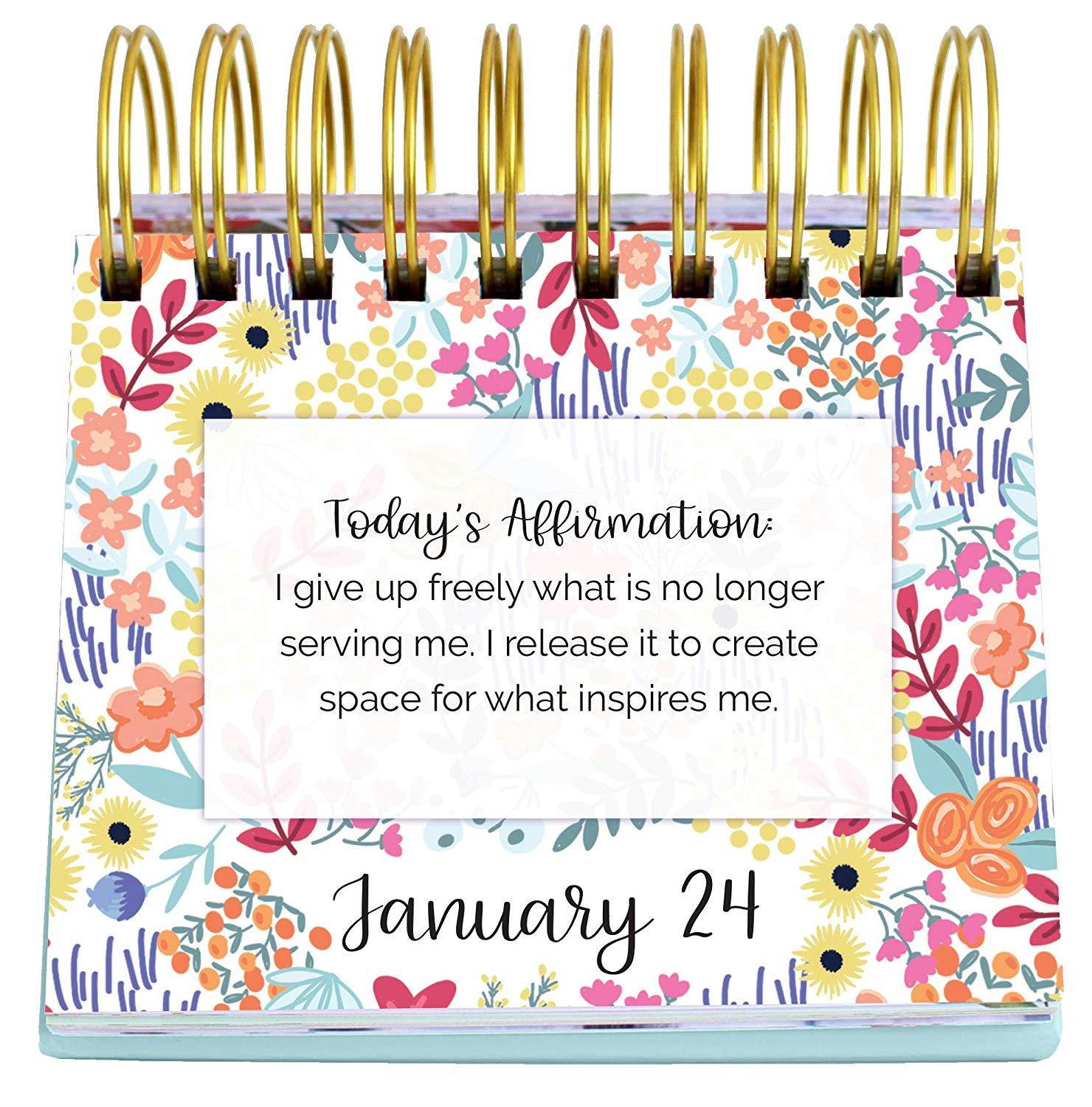 Bloom Daily Planners Undated Perpetual Desk Easel/Inspirational Standing Flip Calendar - (5.25" x 5.5") (The Best is Yet to Come)
