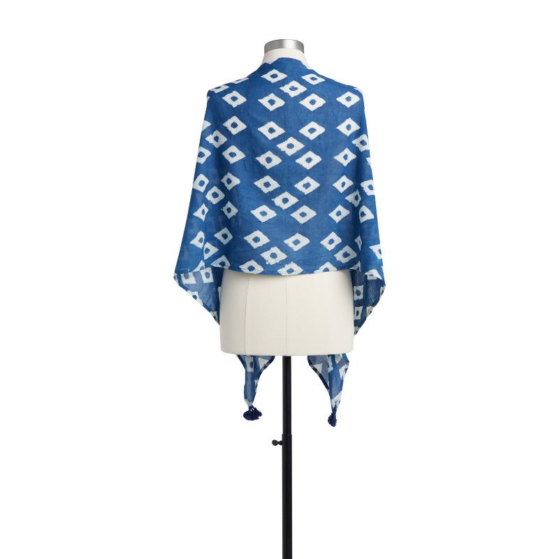 DEMDACO Indigo Block Print Scarf - Diamond blue