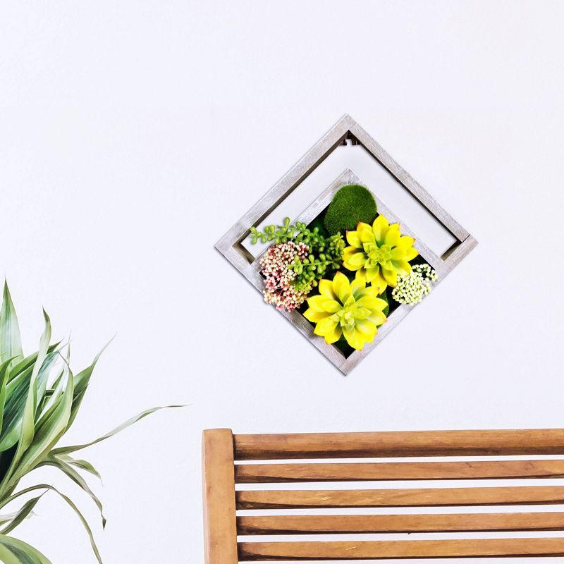 10" Indoor/Outdoor Wood Frame Plant Wall Art Décor - Alpine Corporation