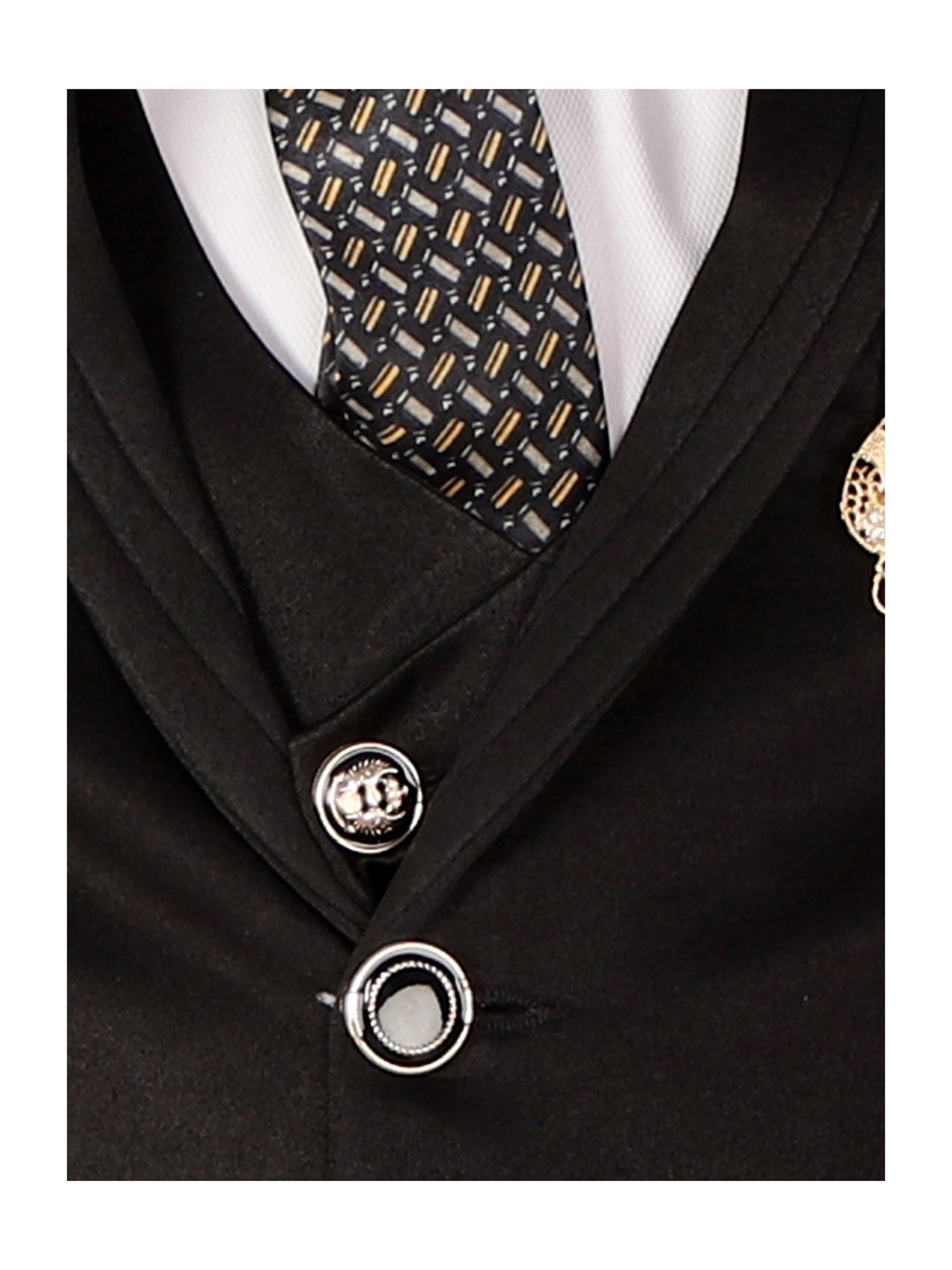 Pro-Ethic Style Developer Kids Black & White Solid Full Sleeves Shirt, Waistcoat, Pants with Tie